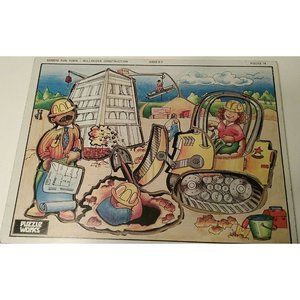 Wooden Bull Dozer Construction Puzzle Puzzle Works Complete